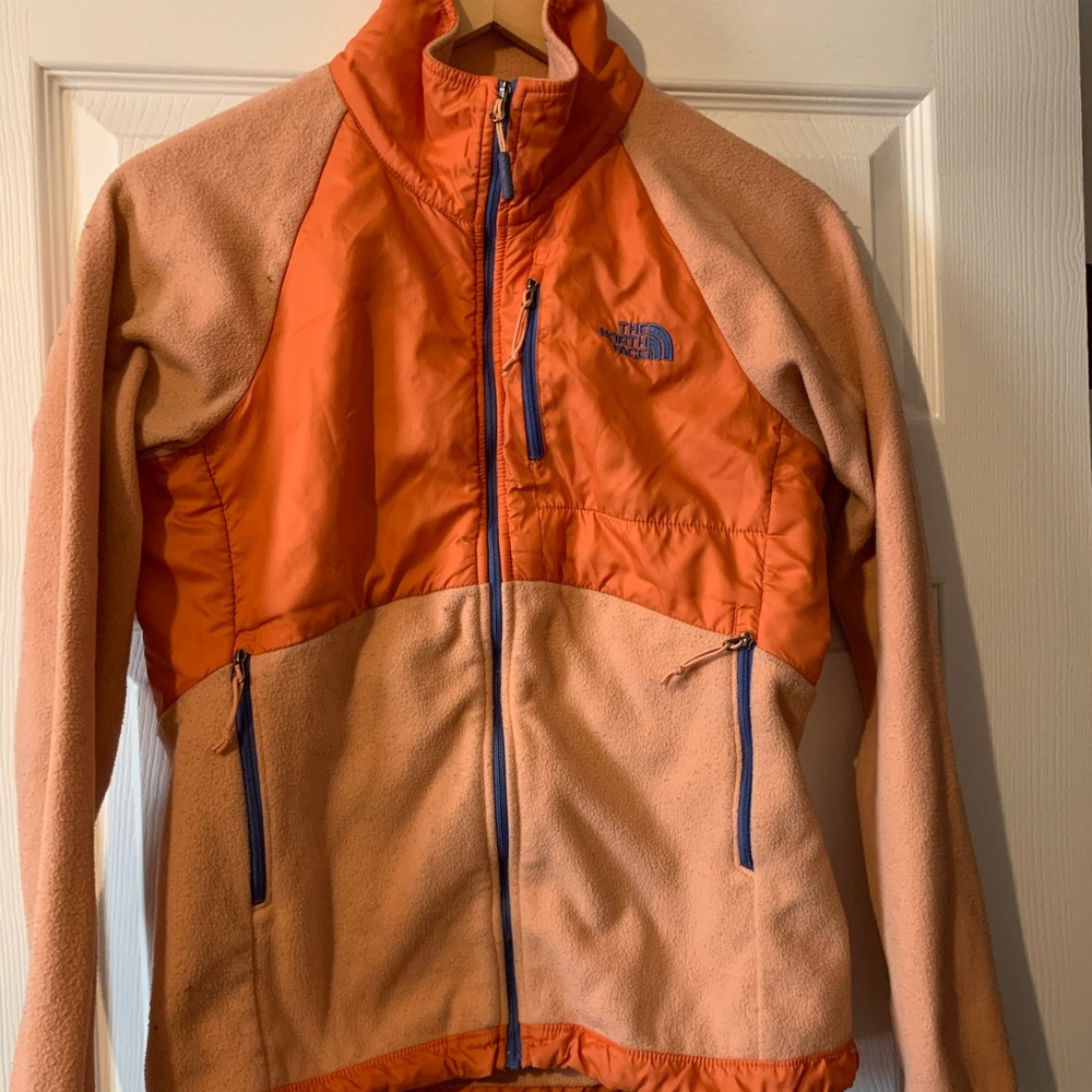 North Face orange Denali fleece jacket